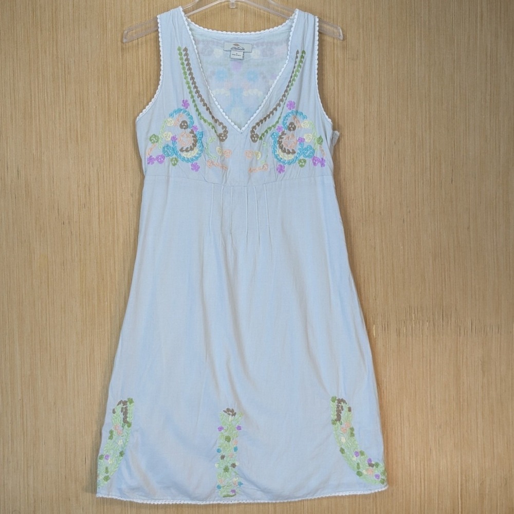 Bob Timberlake Midi Dress Womens 4 Floral Embroidered Boho‎ Cottage Retro Cotton